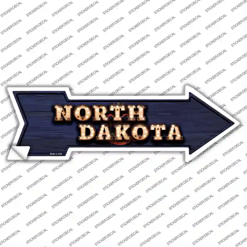 North Dakota Bulb Lettering Novelty Arrow Sticker Decal
