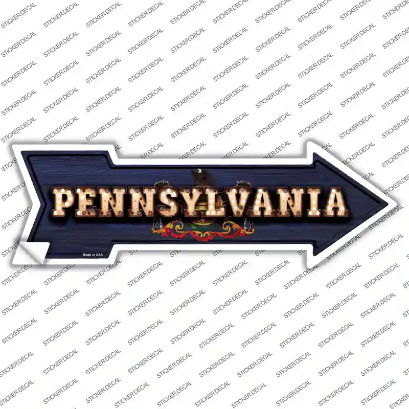 Pennsylvania Bulb Lettering Novelty Arrow Sticker Decal Small