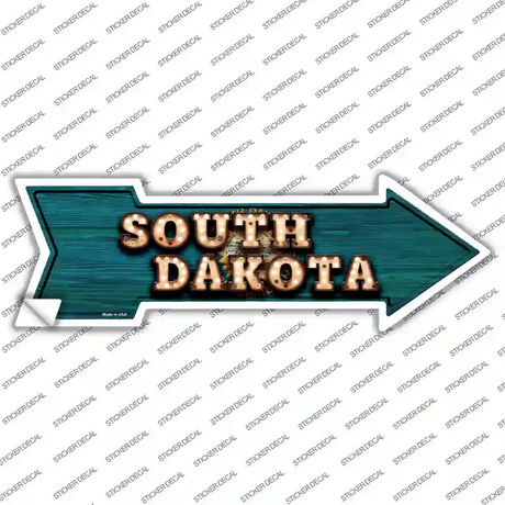 South Dakota Bulb Lettering Novelty Arrow Sticker Decal Small