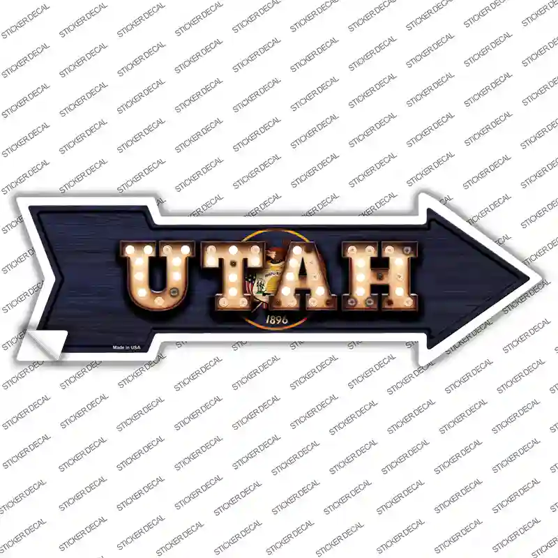 Utah Bulb Lettering Novelty Arrow Sticker Decal Small