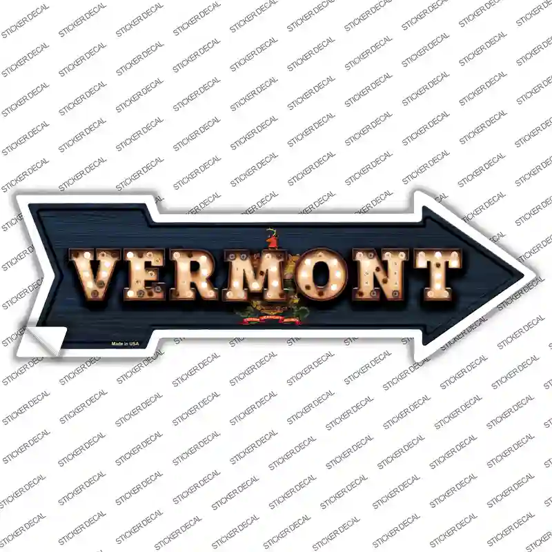 Vermont Bulb Lettering Novelty Arrow Sticker Decal Small