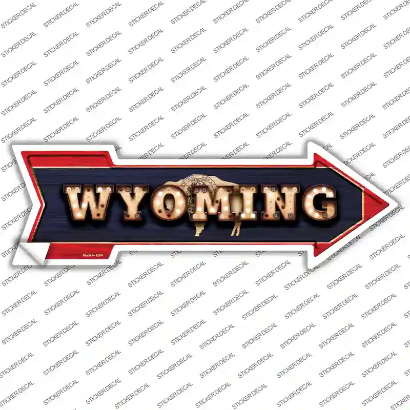 Wyoming Bulb Lettering Novelty Arrow Sticker Decal Small