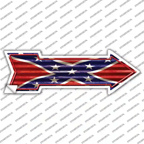 Confederate Flag Corrugated Novelty Arrow Sticker Decal Small