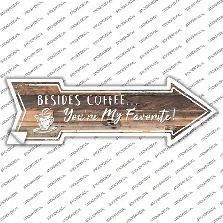 Beside Coffee Novelty Arrow Sticker Decal Small