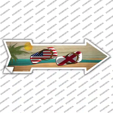 US and Alabama Flag Flip Flop Novelty Arrow Sticker Decal Small