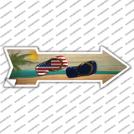 US and Alaska Flag Flip Flop Novelty Arrow Sticker Decal Small