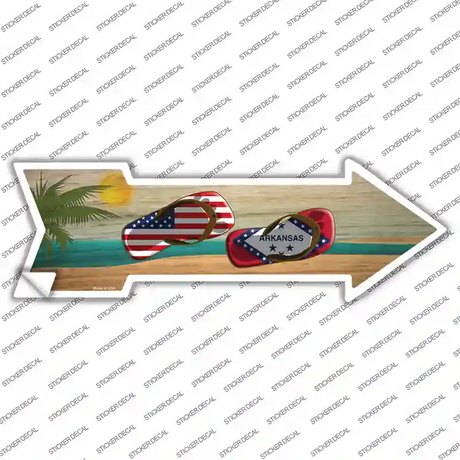 US and Arkansas Flag Flip Flop Novelty Arrow Sticker Decal Small