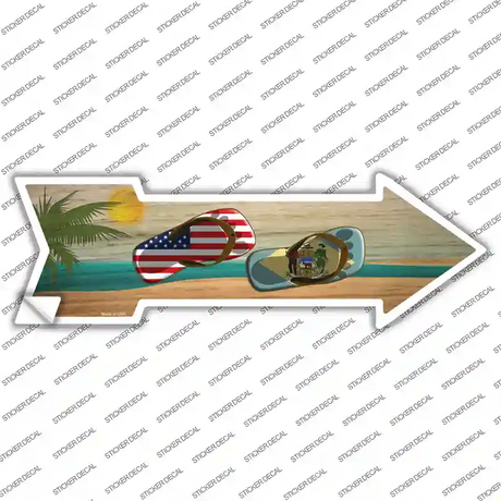 US and Delaware Flag Flip Flop Novelty Arrow Sticker Decal