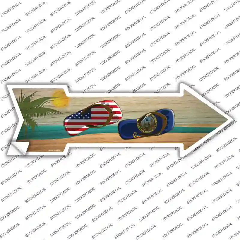 US and Idaho Flag Flip Flop Novelty Arrow Sticker Decal