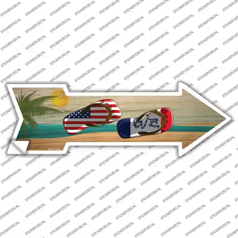 US and Iowa Flag Flip Flop Novelty Arrow Sticker Decal