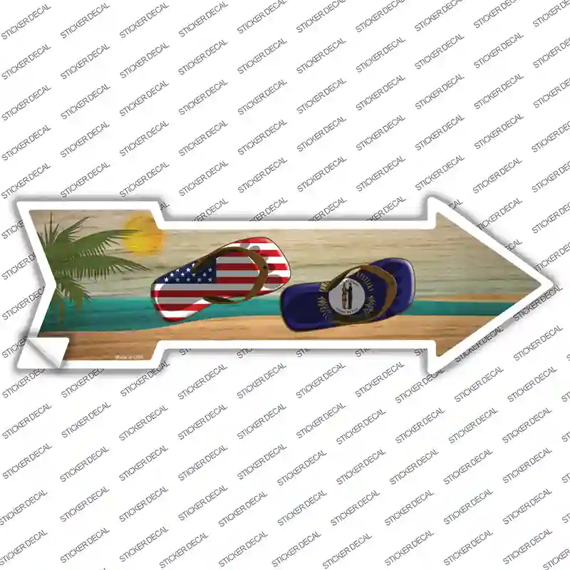 US and Kentucky Flag Flip Flop Novelty Arrow Sticker Decal