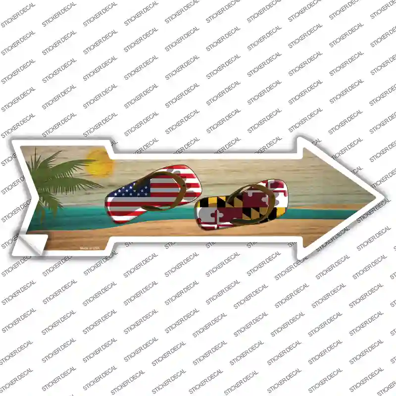 US and Maryland Flag Flip Flop Novelty Arrow Sticker Decal Small