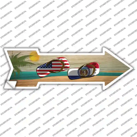 US and Missouri Flag Flip Flop Novelty Arrow Sticker Decal Small