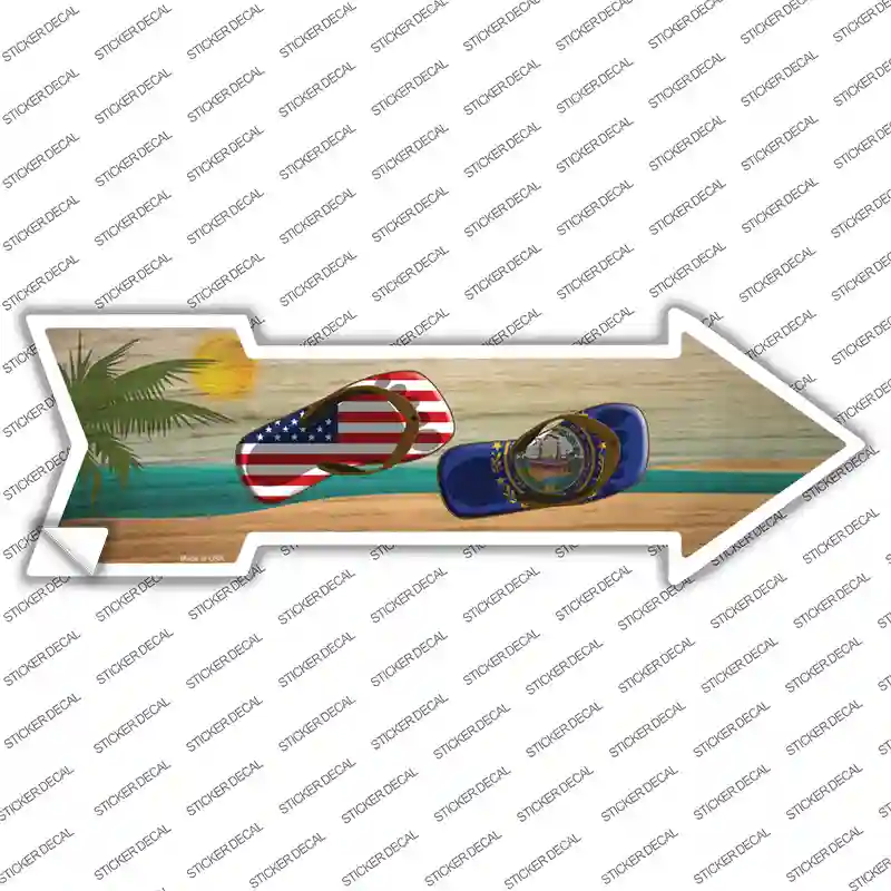 US and New Hampshire Flag Flip Flop Novelty Arrow Sticker Decal Small