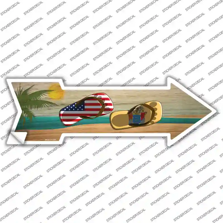 US and New Jersey Flag Flip Flop Novelty Arrow Sticker Decal