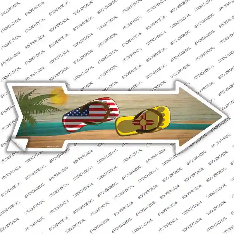 US and New Mexico Flag Flip Flop Novelty Arrow Sticker Decal Small