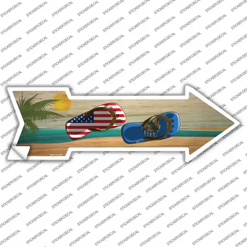 US and Oklahoma Flag Flip Flop Novelty Arrow Sticker Decal