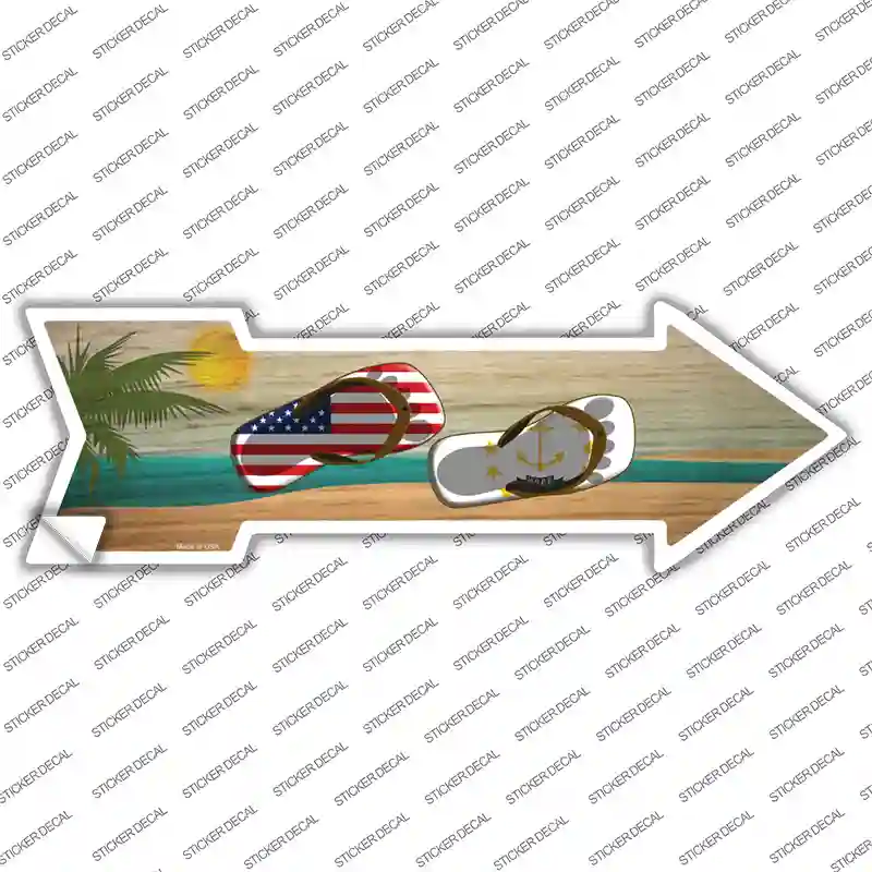 US and Rhode Island Flag Flip Flop Novelty Arrow Sticker Decal Small