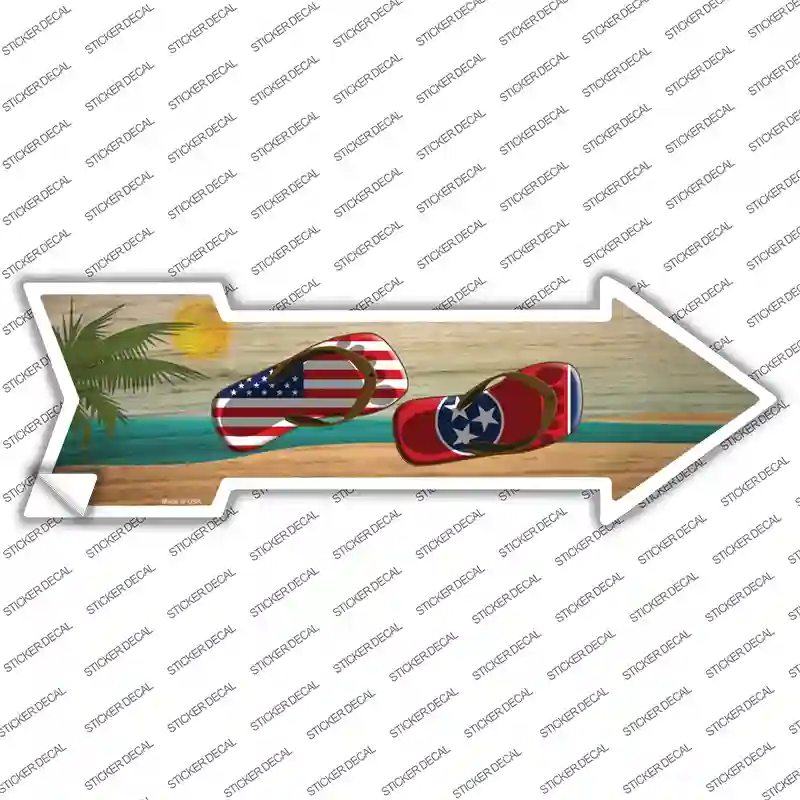 US and Tennessee Flag Flip Flop Novelty Arrow Sticker Decal Small