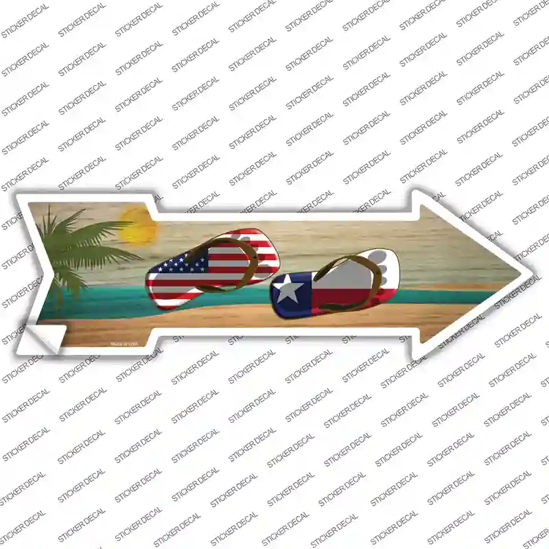 US and Texas Flag Flip Flop Novelty Arrow Sticker Decal Small