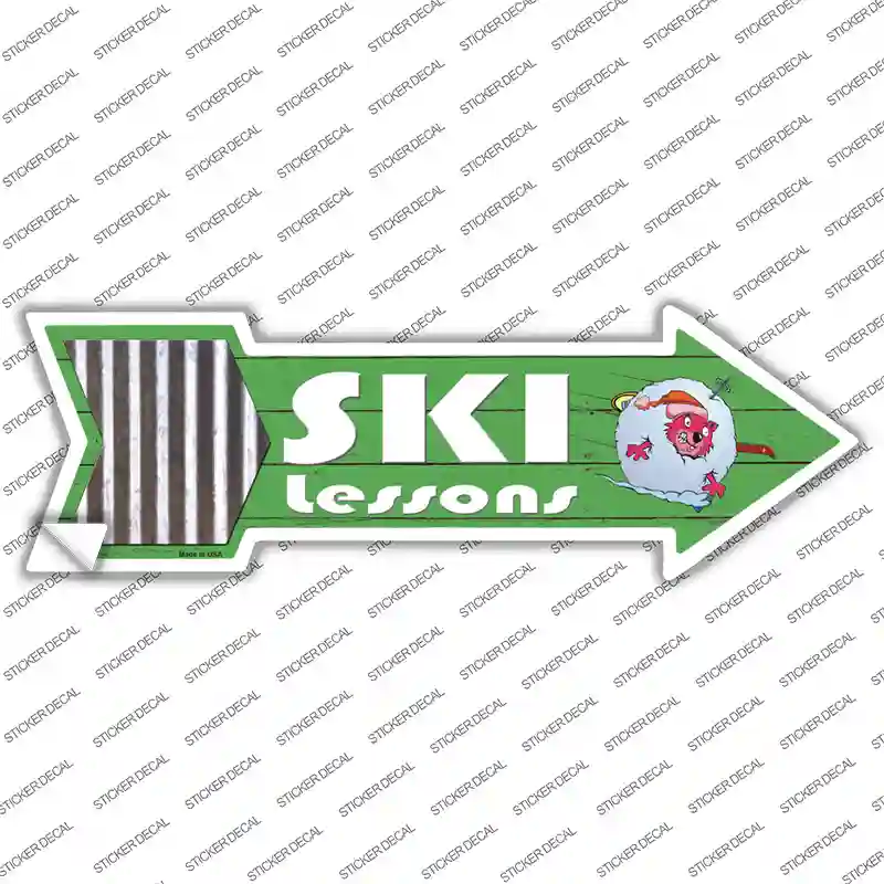 Ski Lessons Novelty Arrow Sticker Decal Small