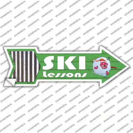 Ski Lessons Novelty Arrow Sticker Decal Small