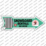 Snowboard Rentals Novelty Arrow Sticker Decal Small