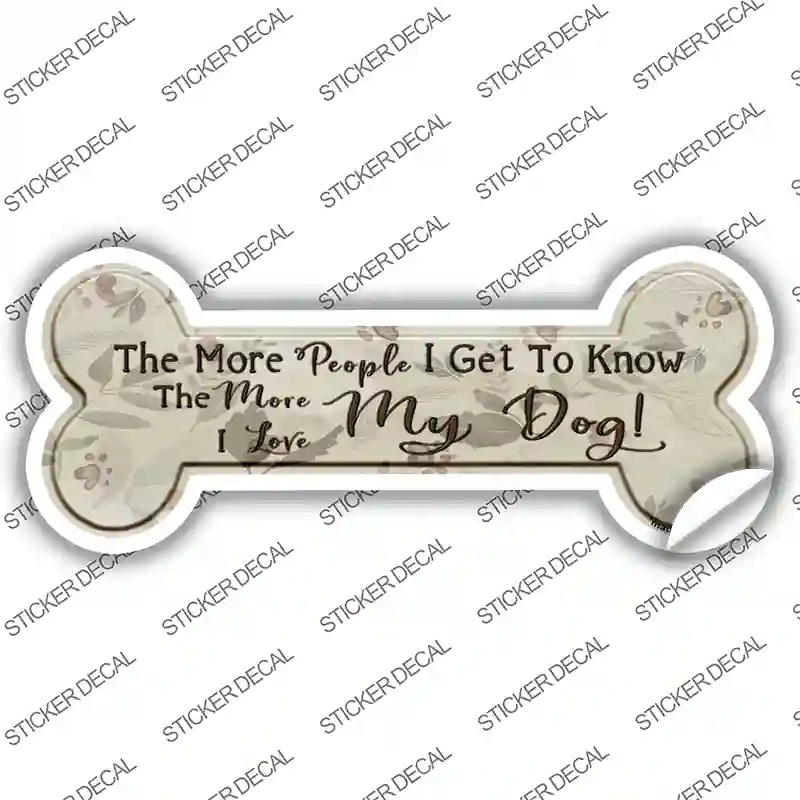 Love My Dog Novelty Bone Sticker Decal Small