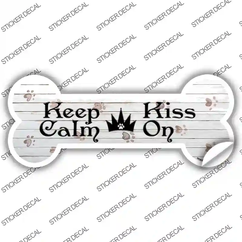 Keep Calm Kiss On Novelty Bone Sticker Decal Small