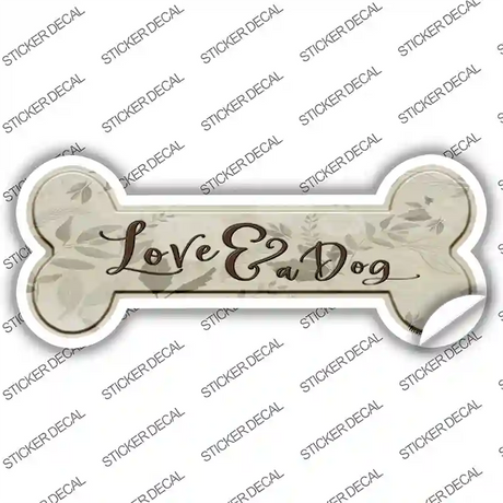 Love and a Dog Novelty Bone Sticker Decal Small