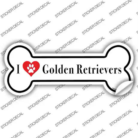 I Love Golden Retrievers Novelty Bone Sticker Decal Small