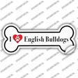 I Love English Bulldogs Novelty Bone Sticker Decal Small