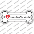 I Love Australian Shepherds Novelty Bone Sticker Decal Small