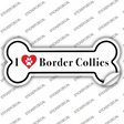 I Love Border Collies Novelty Bone Sticker Decal Small