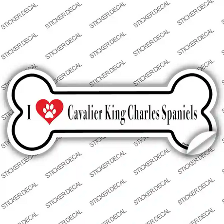 I Love Charles Spaniels Novelty Bone Sticker Decal Small