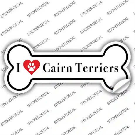 I Love Cairn terrieres Novelty Bone Sticker Decal Small