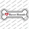 I Love Basset Hounds Novelty Bone Sticker Decal Small