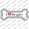 I Love Beagles Novelty Bone Sticker Decal Small