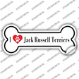 I Love Jack Russell Terriers Novelty Bone Sticker Decal Small