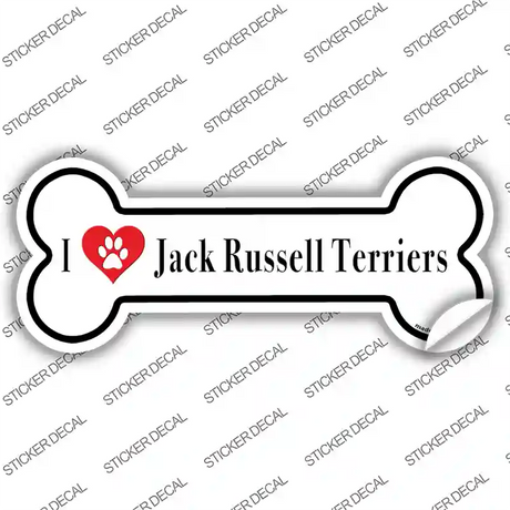 I Love Jack Russell Terriers Novelty Bone Sticker Decal Small