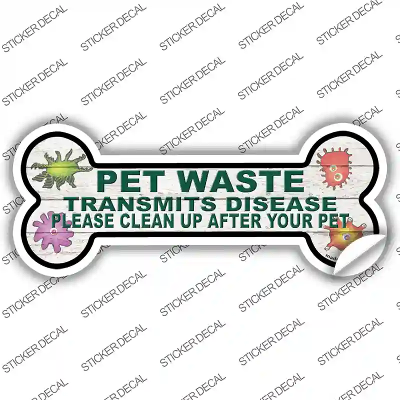 Pet Waste Novelty Bone Sticker Decal Small