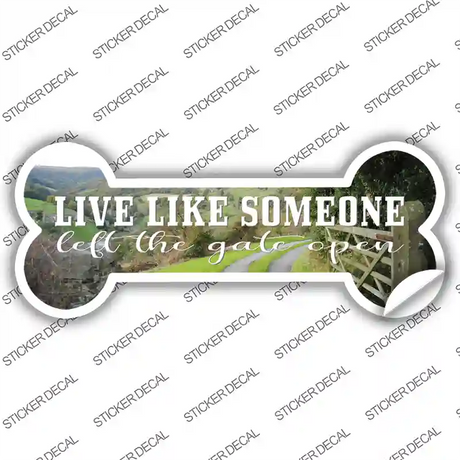 Left Gate Open Novelty Bone Sticker Decal Small