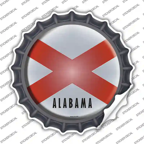 Alabama State Flag Novelty Bottle Cap Sticker Decal Small