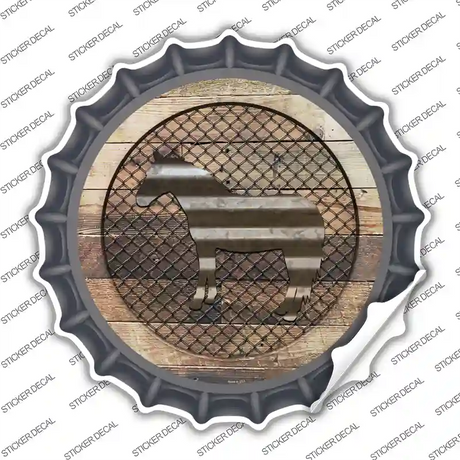 Horse on Wood Novelty Bottle Cap Sticker Decal