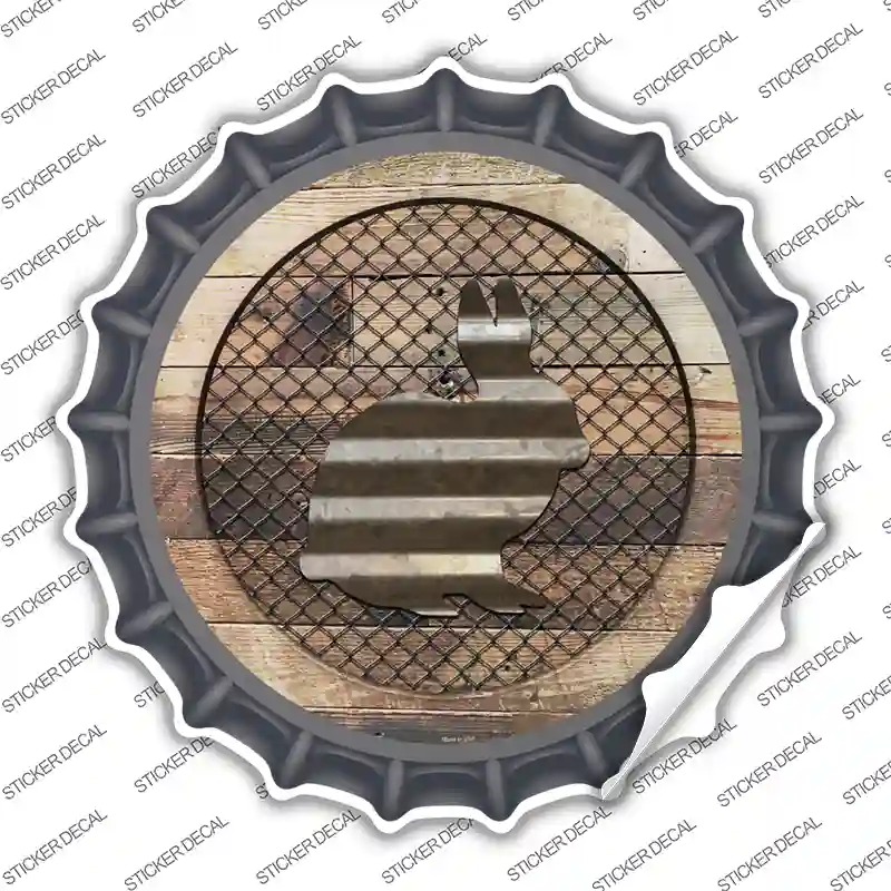 Rabbit on Wood Novelty Bottle Cap Sticker Decal