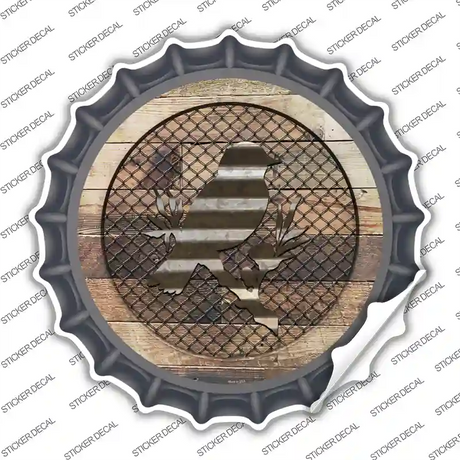 Bird on Wood Novelty Bottle Cap Sticker Decal Small