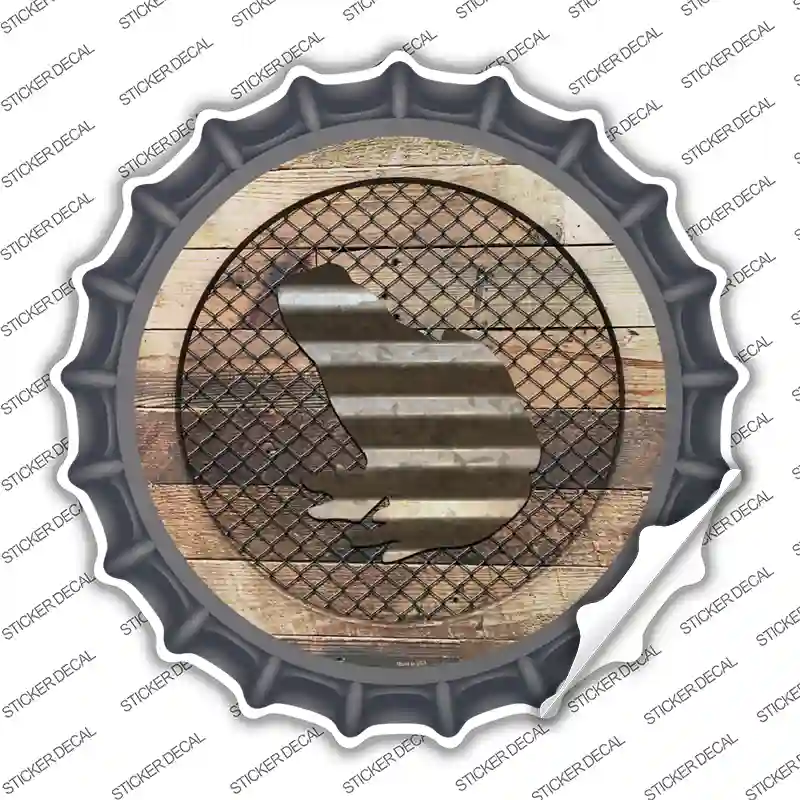 Frog on Wood Novelty Bottle Cap Sticker Decal