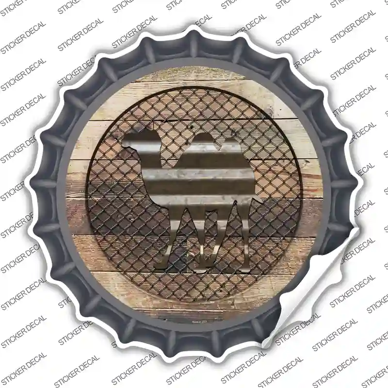 Camel on Wood Novelty Bottle Cap Sticker Decal