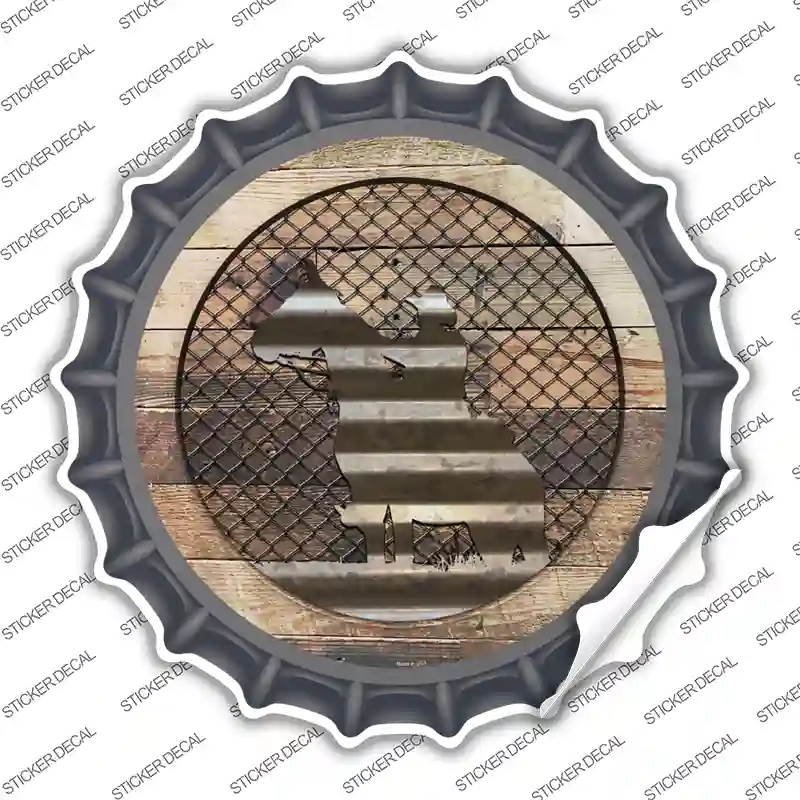 Cowboy on Wood Novelty Bottle Cap Sticker Decal