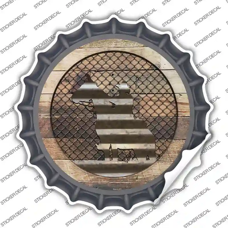 Cowboy on Wood Novelty Bottle Cap Sticker Decal